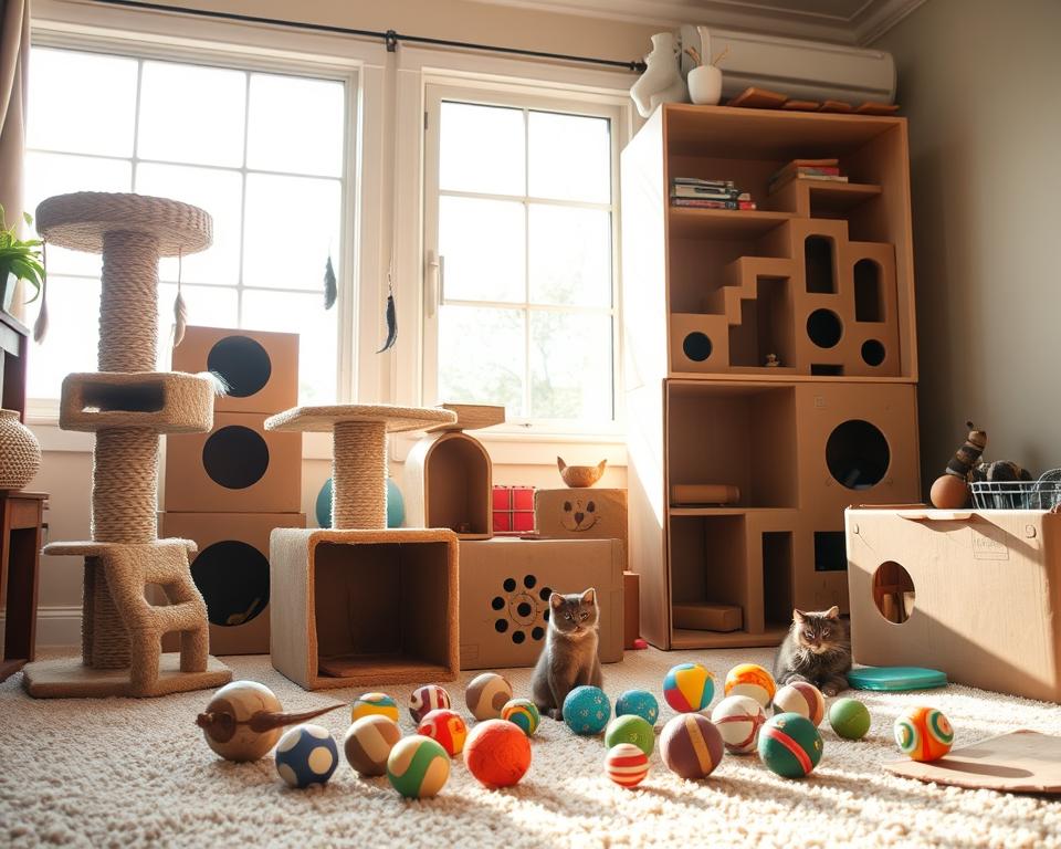 Brinquedos para gatos e atividades de enriquecimento