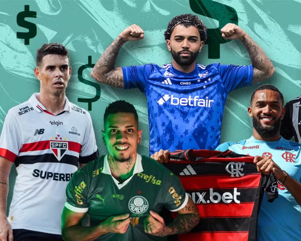 Ranking: Veja quem são os 10 jogadores mais bem pagos do futebol brasileiro em 2025.
