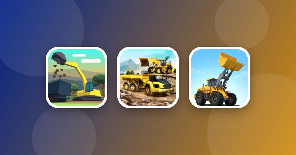 Ícones dos apps Dig In: An Excavator Game, Máquinas Pesadas e Construção, Mega Machines: Serviço Pesado