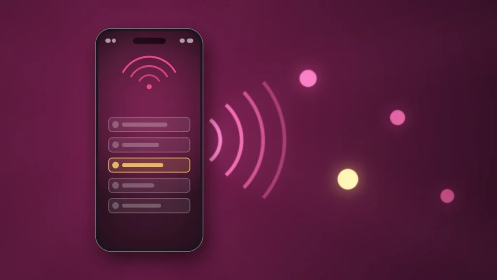 Aplicativo listando os aparelhos conectados ao Wi-Fi, com um deles em destaque